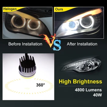 2Pcs 6 Straneh H8 LED Smerniki Žarnice Angel Eyes Luči Auto Avto Žarnice Canbus, za BMW X5 E70 X6 E71 E90 E91 E92 E82 E84 E87 E60 E61
