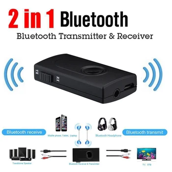 2 V 1 Oddajnik A2DP 3,5 mm Bluetooth Sprejemnik Prenosni Glasbeni Brezžični Adapter Black Stereo