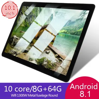 KT107 Okroglo Odprtino Tablet 10.1 Palčni HD Velik Zaslon Android 8.10 Različica Moda Prenosni Tablični 8G+64 G Črna Tablični računalnik