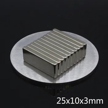 Brezplačna Dostava 5pcs 25x10x3 mm Močnim Neodymium Magneti 25*10*3 mm N35 Blok NdFeB Redkih Zemelj Obrti DIY Močan magnetni Magnet