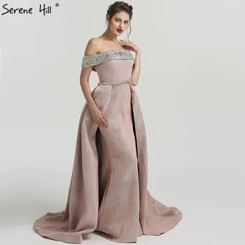 Dubaj Design Off Ramenski Luksuzni Večerne Obleke Vino Rdeče Sequined Beading Večer Halje Za Ženske pravo Fotografijo LA6549