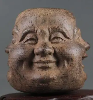 Izdelati Kitajski dekorativni ročne lesene Štiri Obraze Budizem Bude, Kip glave