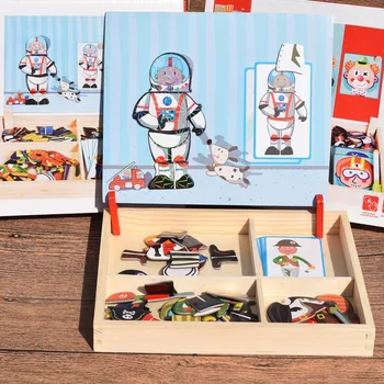 Puzzle Otroci 3D Izobraževalne Igrače, Magnetne Nalepke, Obleko Gor Magnetne Puzzle Igra Polje Božič Darilo Magnetne Puzzle Box Izobraževanje Igrače