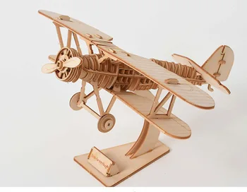 DIY 3D Lesene Puzzle Dvokrilno Letalo Drone Ura Avto Igrače Skupščine Model Lesa Obrti Kompleti za Mizo Dekoracijo za Otroke Otroci