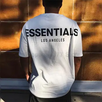 Moški T-shirt Meglo Essentials Reflektivni Pismo Los Angeles Majica s kratkimi rokavi Ženske Svoboden Ulične Tees Priložnostne Hip Hop Oversize Tshirts