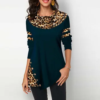 Ženske Nove Modne Bluzo Shirt O-Vratu Ovratnik Nepravilnosti Preplete Ženski Dolg Rokav Vrhovi Majica Plus Velikost 5XL