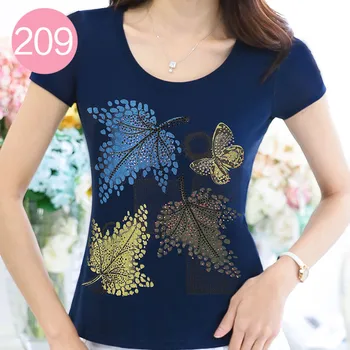 Hiawatha Ženske Slim Kratek Rokav T-Shirt 2020 Novo Mornarsko Modra Maple Leaf Diamond Vrhovi Poletje Priložnostne Slog, T Srajce TX119