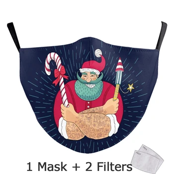Božična Risanka Santa Claus Snežaka Print Maske Z Filtri Proti Prahu Windproof Stroj Za Večkratno Uporabo Dihanje Odraslih Usta Masko