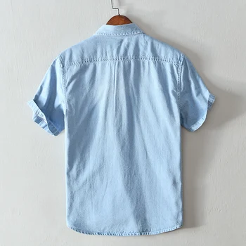 Moški priložnostne Traper srajco, nove do leta 2020 poletje kratek rokav modra majica Visoke kakovosti vrhovi Camisa masculina 558