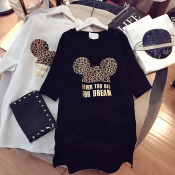 Pariz Dekle Poletje Ženske T Shirt Kawaii Vrhovi 90. Dolgo Risanka O-Vratu korejski Leopard Plus Velikost Majica