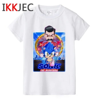 Sonic Hedgehog Smešno Risanka Majica s kratkimi rokavi Otroci Fantje Dekleta Kawaii Sonic T-shirt Cute Anime Tshirt Grafični Moda Vrh Tee Otrok