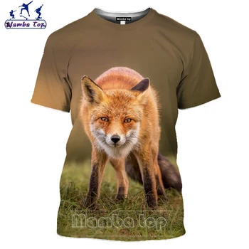 Mamba vrh Fox Majica 3D Sly Živali Moške majice Vroče Kratkimi Rokavi Tshirt Moški Šport Srčkan Vulpes Hip Hop Ženske Majica E020-1