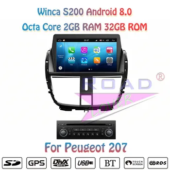 Winca S200 Android 9.0 Avto DVD Predvajalnik Video Za Peugeot 207 Stereo GPS Navigacija Automagnitol Double Din Jedro Octa Večpredstavnostnih