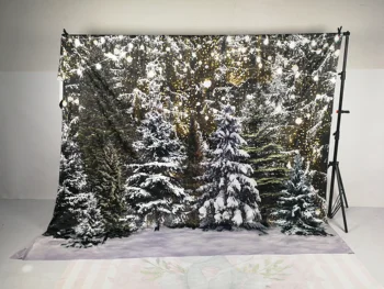 Allenjoy Božič Pozimi Zaradi Snega Gozd Bokeh Drevo Novo Leto Bleščice Foto Ozadje Fotografije Studio Photozone Banner