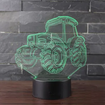 Kmetija traktorji temo 3D Lučka LED nočna lučka 7 Sprememba Barve Dotik Razpoloženje Lučka za Božično darilo Dropshippping