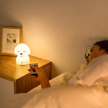 Silikonski Pes LED Night Light Touch Senzor Rmote Nadzor 16 Barv Zatemniti USB Polnilne Kuža Lučka za Otroke, Otroci Baby