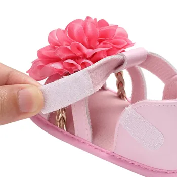Baby Dekleta sandali Sladko poletje Princesa čevlji velik Cvet Jaslice Dojenčka, Malčka, Mehko Soled Čevlji 0-18 mesec otroci Sandali