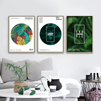 Nordijska Zelena Rastlina, Listi Ponudbo Platno Umetnosti Barvanje, Tiskanje Plakatov, Zelena Stenske Slike za Office Hotel Doma Dekor Wall Art