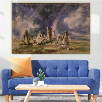 Citon John Constable《Stonehenge, 1835》Platno Umetnosti Oljno sliko Umetnine Plakat Slika za Ozadje Stenski Dekor Doma Dekoracijo