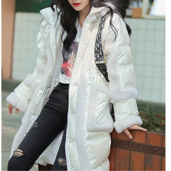 Dol pozimi novo 2020 suknjič korejski moda hooded bela raca navzdol svetlo puhovka ženske dolge debele topel plašč