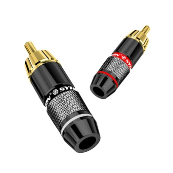 8Pcs Vtičnice RCA Priključek 6 mm 24K pozlačeni Strokovno Zvočnikov Audio Adapter Žico Priključek RCA Moški Vtič black&red super hitro