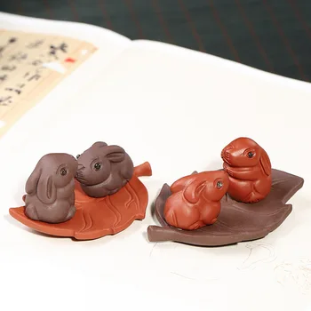 PINNY Vijolično Gline Lucky Rabbit Čaj Hišne Ročno izdelane Keramike Kipi Za Dekoracijo Živali Domov Okrasni Dodatki