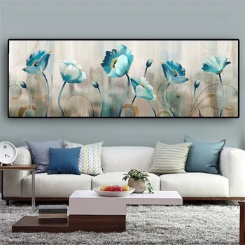 Platno Slike Modro Cvetje Povzetek Cvetje Quadro Plakatov Tiskanje Cuadros Wall Art Slik, Dnevna Soba Dekoracijo Doma