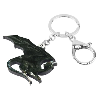 NEWEI Akril Black Dinozaver Zmaj Keychains Key Ring Tiskanje Lepa Žival Nakit Za Ženske, Otrok Klasično Darilo, Avto Dodatki