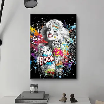 Barvita Grafiti Umetnost Marilyn Monroe Seksi Portret Poster Tiskanje Pop Art Platno Slikarstvo Stenske Slike Street Art za Dom Dekor