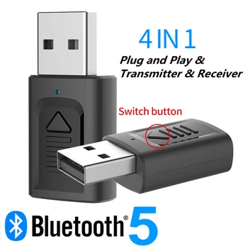 4 V 1 Bluetooth 5.0 Avdio Sprejemnik Oddajnik Mini Stereo Bluetooth AUX RCA, USB, 3.5 mm Jack Za TV PC Komplet Brezžični Adapter