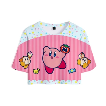 Kirby Priložnostne Udobno Priljubljena Izpostavljeni popka 3D majica s kratkimi rokavi Ženske/dekle Poletje Rholycrown Kratek Rokav 3D kirby T shirt dekle Tees