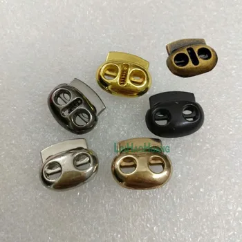 DIY50pcs/veliko ovalne kovinske zlitine zamaški preklop kabel ključavnice Vrvico dvema luknjo nickle/Črna/zlata/bron/matt emajl for4mm bungee