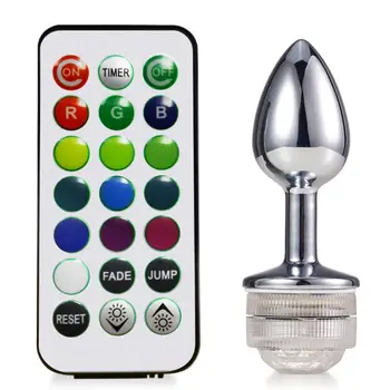 1Set LED Analni Čep Kovinski Pisane Luči Butt Plug z Daljinskim upravljalnikom za Odrasle Igra Massager Seks Igrače