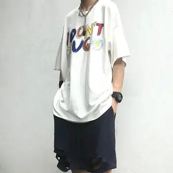 Pismo tiskati bele majice harajuku tshirt moški oblačila majice prevelik t shirt nekaj oblačil korejski plus velikost poletje tees