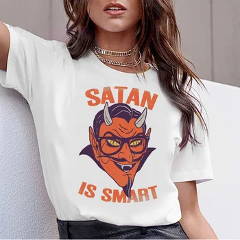 Satanic Satan Demon Grim Reaper Satanizem Pekel Smešno T Shirt Hudega Duha Lobanje Majica S Kratkimi Rokavi Ženske Groza Tee Shirt Ženski Halloween