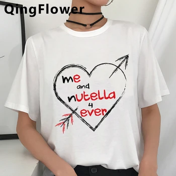 Nutella Smešno Risanka Kawaii Majica s kratkimi rokavi Ženske Harajuku Cute Anime 90. T-shirt Ullzang Poletje Priložnostne Tshirt Moda Vrh Tees Ženski