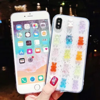 Luštna 3D Gumast Nosi Candy Barve Primeru Telefon Za iphone 12 Primeru Gumast Nosi 6s 7 8 Plus X XS Max XR Risanka Mehki Silikon TPU Pokrov