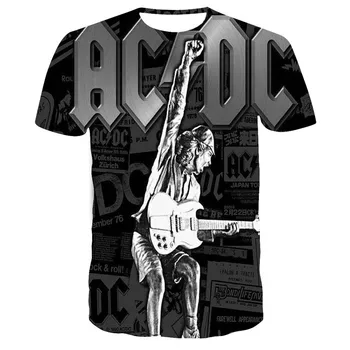 Poletje Nove Priložnostne Slog Kratkimi Rokavi Moški je Zanimivo T-Shirt AC DC 3D Tisk T-Shirt blagovno Znamko T-Shirt Modni Moški XXS--6XL