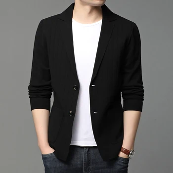2021 Nov Slog Priložnostne Znamke Moda Slim Fit Pleteno Obleko Za Moške Klasičnih Korejski Suknjič Luksuzni Mens Jopiči, Plašči Mens Oblačila