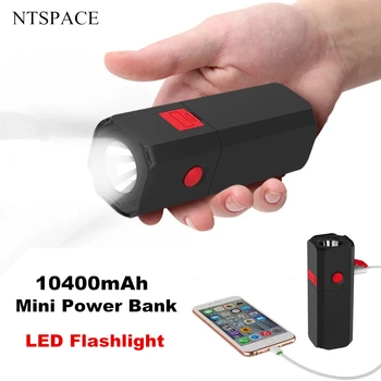 Zmogljiv USB Polnilna LED Svetilka 10400mAh Mini Power Bank LED Svetilko Taktično Svetilko Vodotesno Svetilko Pohodništvo, Kampiranje