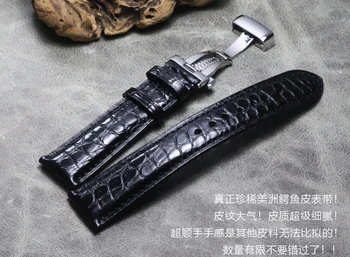 Pravi Aligator Watch Trak Pravega Usnja jermenčki Watch Pribor 18 mm 19 mm 20 mm 21 mm 22 mm Metulj sponka, črna, rjava