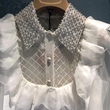 Jeseni vzletno-pristajalne Steze Oblikovalci Obleko 2020 Ženske Jeseni Mode Elegantno Beading Dolg Rokav A-line Mini Obleka Vestidos