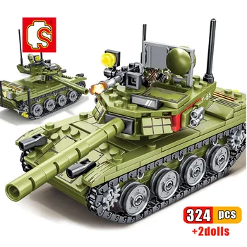 SEMBO 324pcs Vojaške Določa Glavni bojni Tank ww2 gradniki Orožje Številke Vojske Mesto Razsvetlil Opeke Igrače Za Otroke Darilo