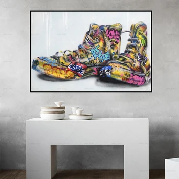 Čevlji Moderni Grafiti Platno, Tisk Barvanje Sten Umetnosti Plakatov in Fotografij Sliko Za Dnevni Sobi Doma Dekor Brez Okvirja