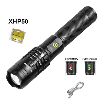 ANJOET XHP50.2 LED Svetilka, Polnilne Baklo Luči USB Zoom Luč za Kampiranje, Lov Lučka samoobrambe Uporabo 18650 Baterijo