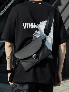 Črna Funkcionalne Zadrgo Vrečko Crossbody za Moški Modni Trend Moških Messenger Bag Pack Najlon Nepremočljiva Casual Moški Rame