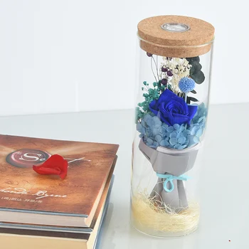 Konzervirane Rose Steklenici Oddaljen Nadzor LED Luči Umetno Cvetje Ljubezni, ki Želijo Steklenico Poroka, Valentinovo Darilo za Njo