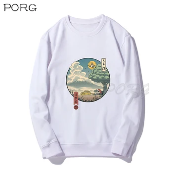 Totoro Studio Ghibli Cute Anime Hoodie Japonski O-vratu Kawaii Hoodies Moških Ulične Unisex Sweatshirts Prevelik Majica