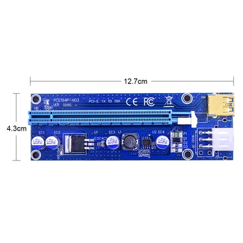CHIPAL Zlati 60 CM VER009S PCI-E Riser Card PCIE 1X do 16X razširitveno napravo Dvojno LED Indikator + USB 3.0 Kabel / 6Pin Napajalni Kabel
