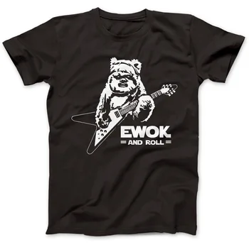 Ewok In Roll Kitara Smešno Vrhovi Tee T Majica, Premium Bombaž Darilo Predstavi Star T-Shirt Najnovejši Modni